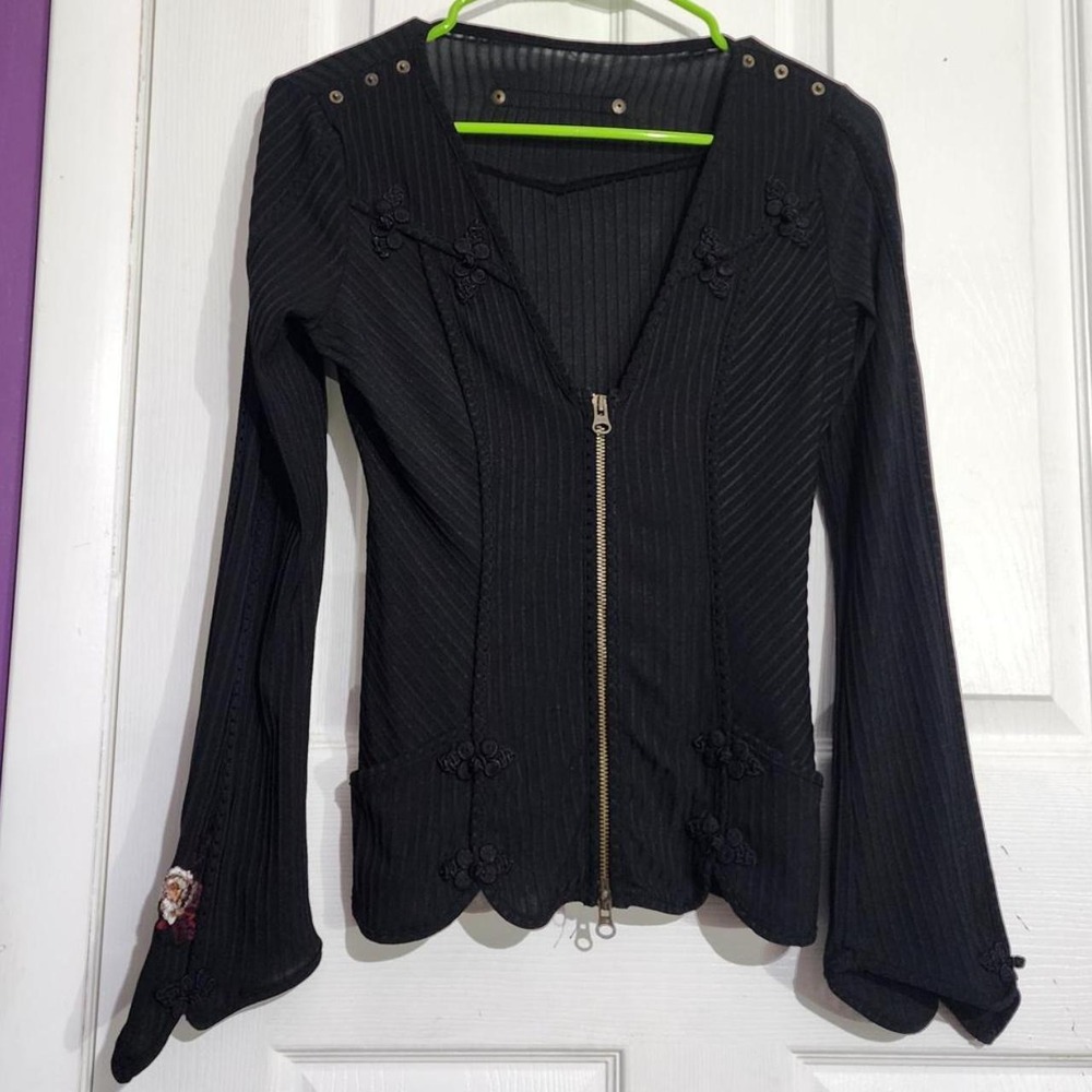 Black Vintage Gothic Zip Up Jacket